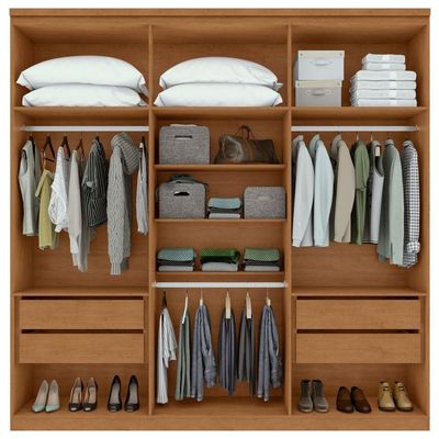 Guarda-roupas Casal Alonzo 6 Portas 4 Gavetas Sem Espelho 100% Mdf Com Pés - Lopas