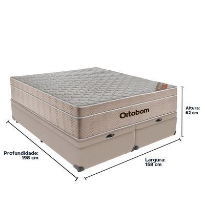 Cama Box Baú E Colchão Airtech Springpocket Molas Ensacadas Queen Ortobom Queen Bege