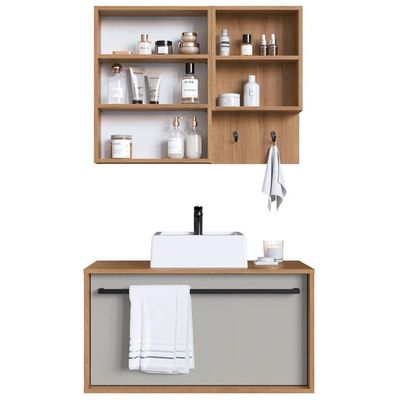 Kit Gabinete Com Cuba E Espelheira 80cm Mel Arenas Proddy Mel Arenas