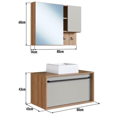Kit Gabinete Com Cuba E Espelheira 80cm Mel Arenas Proddy Mel Arenas
