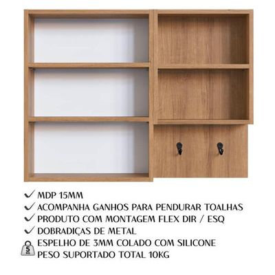 Kit Gabinete Com Cuba E Espelheira 80cm Mel Arenas Proddy Mel Arenas