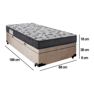 Cama Box Baú Solteiro Suede + Colchão De Espuma D33 - Sereneprime - 88cm Bege