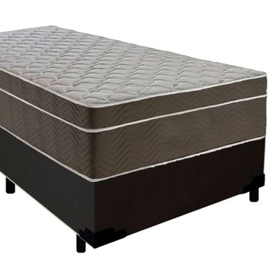 Cama Box Suede Solteiro + Colchão Sereneprime Molas Ensacadas 88x188x65 Preto