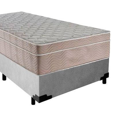 Cama Box Suede Solteiro + Colchão Sereneprime Molas Ensacadas 88x188x65 Cor:cinza