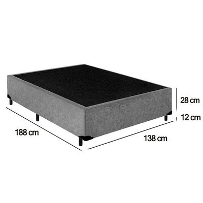 Cama Box Casal Suede Sereneprime Cinza 138x188x40