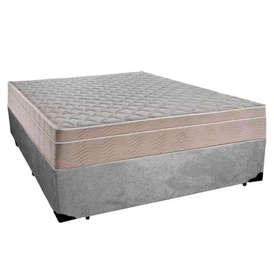 Cama Box Casal Suede + Colchão Sereneprime Molas Ensacadas 138x188x65 Cor:cinza