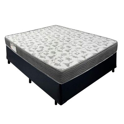 Cama Box Casal Sintético + Colchão De Espuma D33 - Sereneprime - 138cm Cor:preto