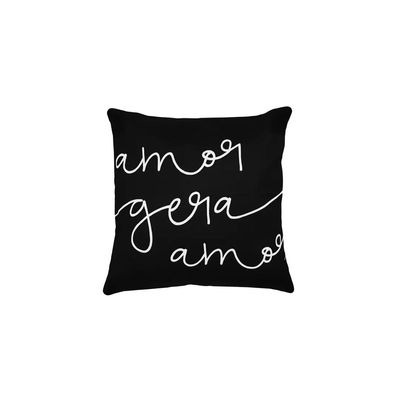 Capa Almofada Preta Cinza Amor Home 40cm Facil Lavar 2un