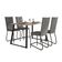 Conjunto de Mesa Retangular com Tampo de MDP Amadeirado Atlanta e 4 Cadeiras Mônaco Revestimento Sintético Cinza e Preto