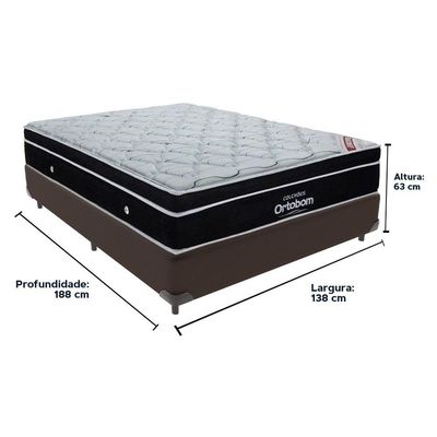 Cama Box Marrom E Colchão Elegant Molas Ensacadas Casal Ortobom