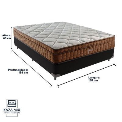 Cama Box Preto E Colchão Anjos Star Pillow In Molas Ensacadas Casal Anjos