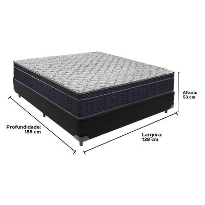 Cama Box Preto E Colchão Airtech 150 Espuma D45 Casal Ortobom
