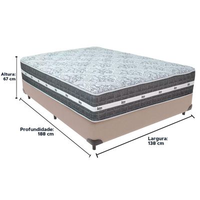 Cama Box Bege E Colchão Black Graphite Molas Ensacadas Casal 138x188x32 Anjos