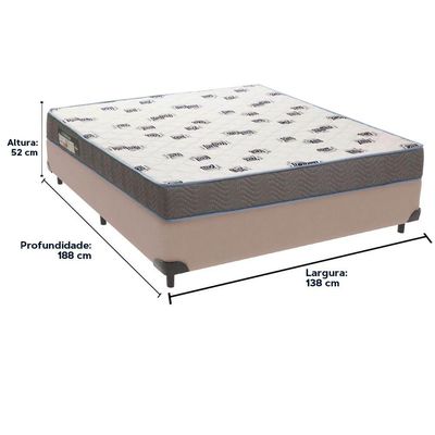 Cama Box Bege E Colchão Light Espuma D33 Casal Ortobom