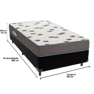 Cama Box Preto E Colchão Light Espuma D33 Solteiro Ortobom