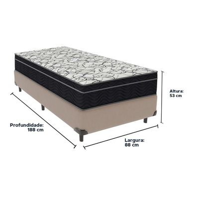 Cama Box Bege E Colchão Airtech 150 Espuma D45 Solteiro Ortobom