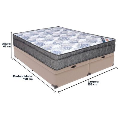 Cama Box Baú Bege E Colchão Iso Superpocket Molas Ensacadas Queen Ortobom