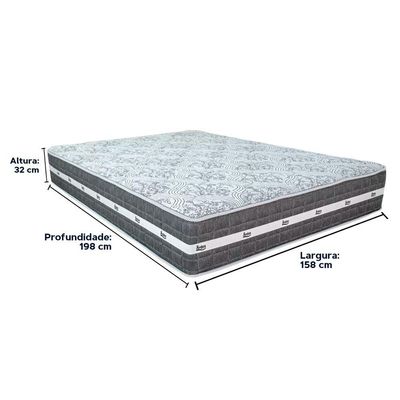 Cama Box Baú Branco E Colchão Black Graphite Molas Ensacadas Queen 158x198x32 Anjos