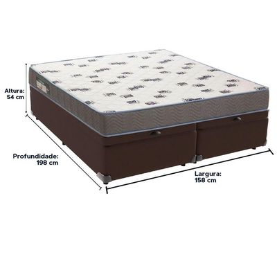 Cama Box Baú Marrom E Colchão Light Espuma D33 Queen Ortobom