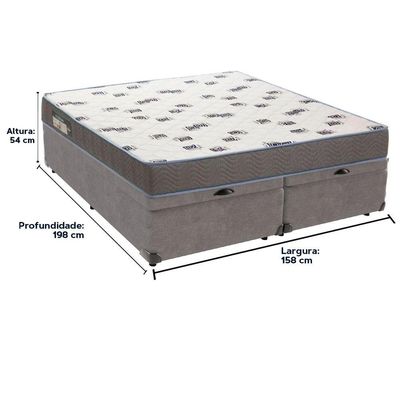 Cama Box Baú Cinza E Colchão Light Espuma D33 Queen Ortobom