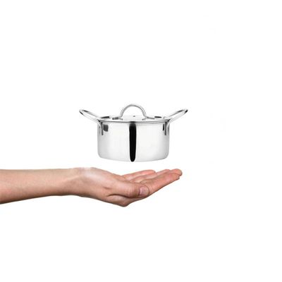 Panela Mini Cacarola 10cm Inox Couvert Entrada e Tampa 1un