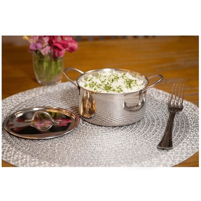 Panela Mini Cacarola 10cm Inox Couvert Entrada e Tampa 1un