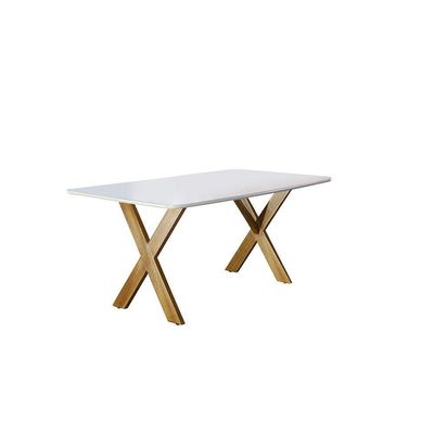 Sala de Jantar com 6 Lugares Mesa Tampo de Vidro Móveis Mundial Mel/Off White/Cinza Profundo