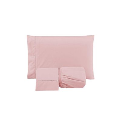 Jogo De Lençol Versatile Ponto Palito Simples 3 Peças Queen Micropercal rosê