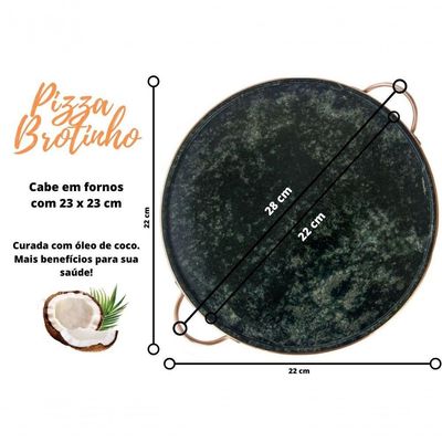 Forma De Pedra Sabão Para Pizza 22 Cm Alças De Cobre Curada