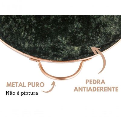 Forma De Pedra Sabão Para Pizza 22 Cm Alças De Cobre Curada