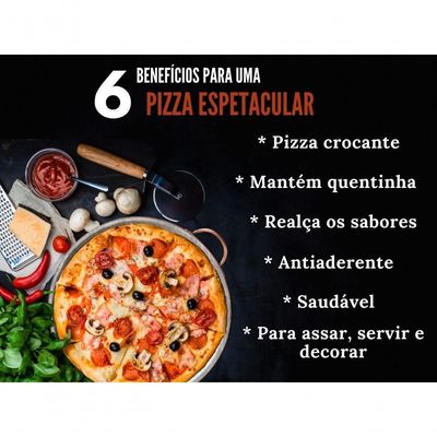Forma De Pedra Sabão Para Pizza 22 Cm Alças De Cobre Curada
