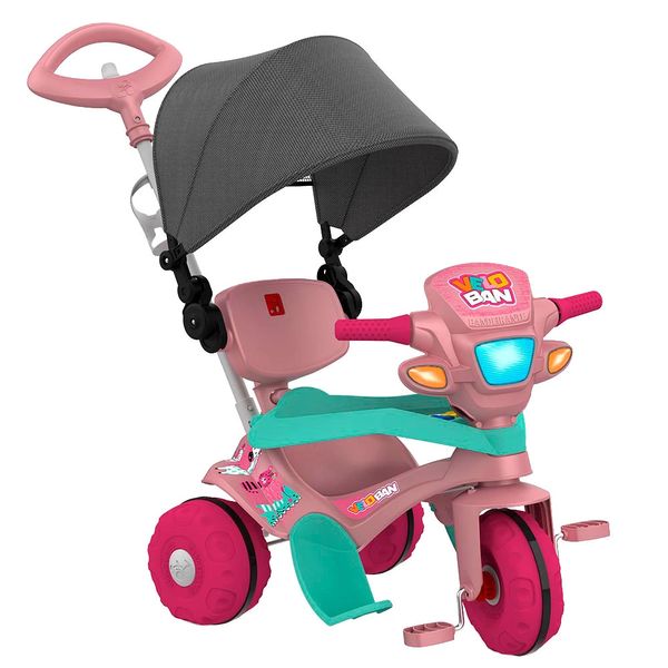 Velotrol com Capota Passeio e Pedal Bandeirante Rosa