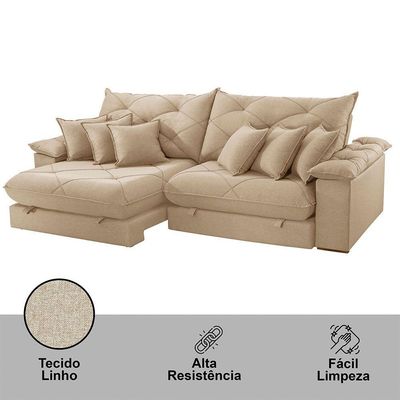 Sofá ágata Linho Dois Módulos De 100cm B25 Meu Sofá Online A226 Linho Bege