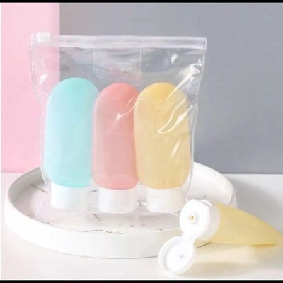 Kit Viagem 3 Frascos Porta Creme Shampoo Condicionador 60ml