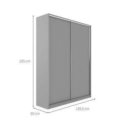 Guarda-Roupa Solteiro Zermatt 100% MDF 2 PT 3 GV Cinza