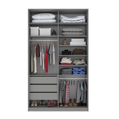 Guarda-Roupa Solteiro Zermatt 100% MDF 2 PT 3 GV Cinza