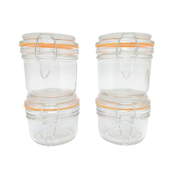 Conjunto de Potes de Vidro Hermético Casambiente com 4 Peças 125/200ml Conjunto de Potes de Vidro Hermético Casambiente com 4 Peças 125/200ml