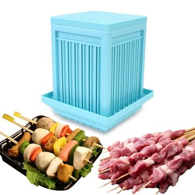 Maquina Espetinho Forma 49 Espetos Churrasco Carne Guia Cortador Rapido Churrasquinho Faca Furador Grande