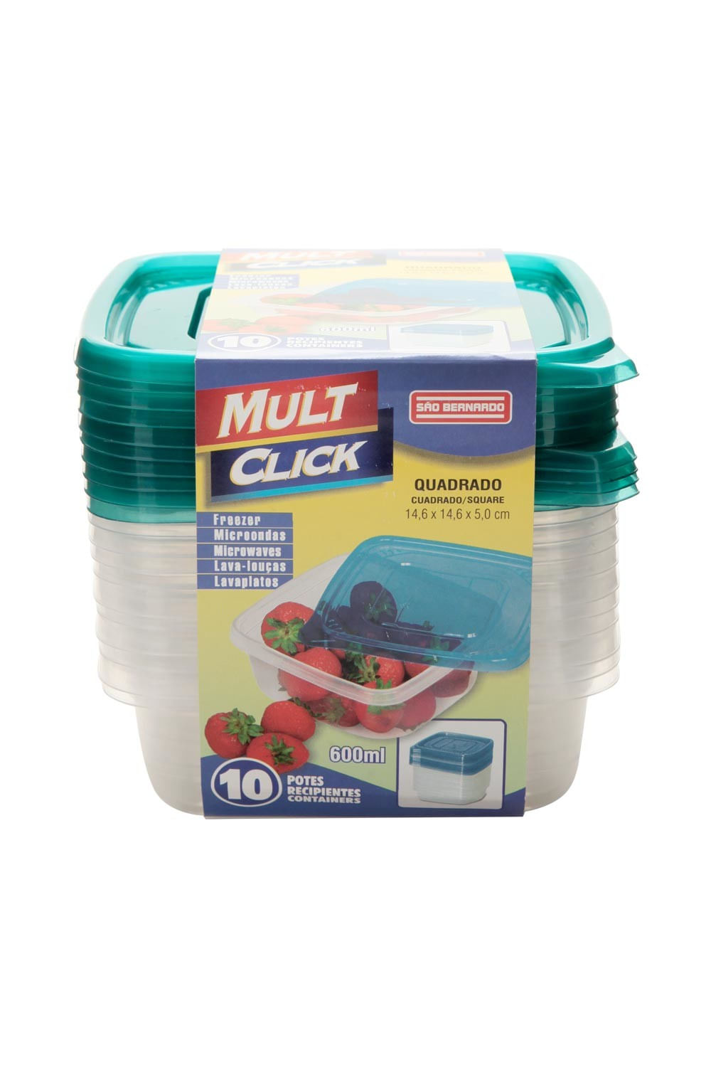 Conjunto de Potes São Bernardo Multiclick em Plástico Quadrado com