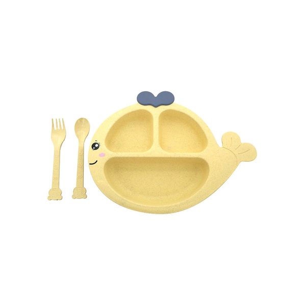 Conjunto Refeição Pbb Baleia Amarelo com 3 Unidades