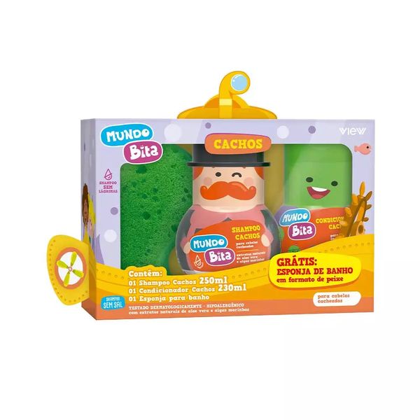 Kit Shampoo e Condicionador Cachos Mundo Bita com Esponja