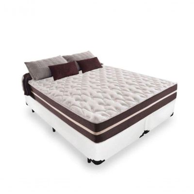 Cama Box Casal Bipartido 138 Tecido Branco Com Colchão Little Angel Bello Box Mola 62x138x188