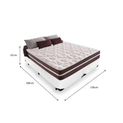 Cama Box Casal Bipartido 138 Tecido Branco Com Colchão Little Angel Bello Box Mola 62x138x188