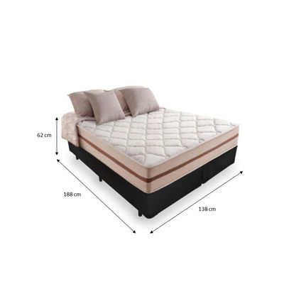 Cama Box Casal Bipartido Tecido Preto Com Colchão Pillow Angel Bello Box Molas 62x138x188