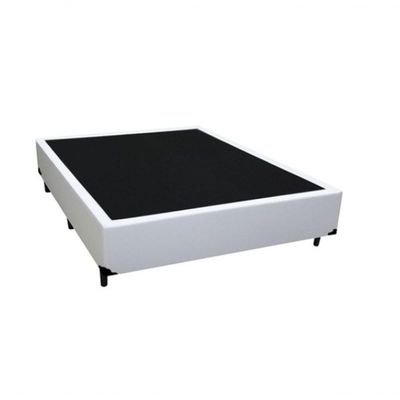 TCama Box Casal 138 Tecido Branco Com Colchão D20 Tampo Preto 12cm