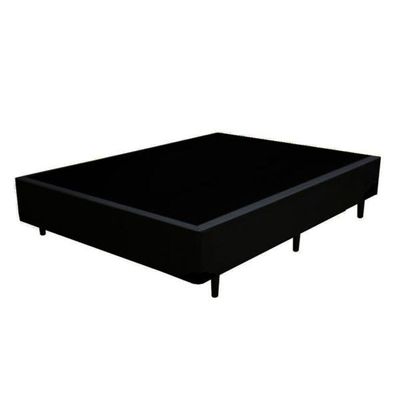 Cama Box Casal 138 Tecido Preto Com Colchão D20 Tampo Preto 12cm