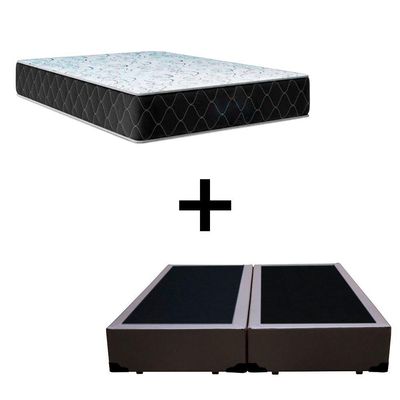 Cama Box Casal 138 Bipartido Tecido Marrom Com Colchão Marrocos Poliéster D33 30cm