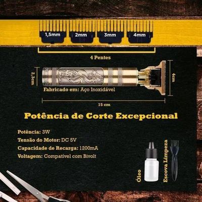 Aparador De Cabelo Profissional Dragão Dourado