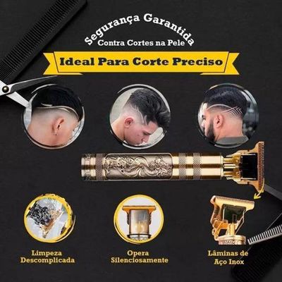 Aparador De Cabelo Profissional Dragão Dourado