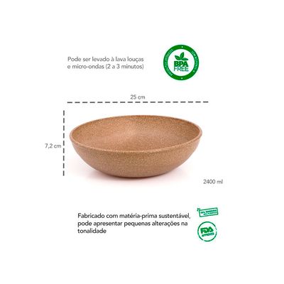 Tigela Cumbuca Saladeira Pote Bowl ECO Marrom Cerejeira 2,4L